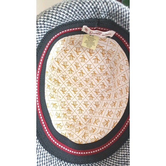 Penguin BY Munsingwear Fedora Hat Men's M/L Tweed Grey Cap Wool Blend Plaid - Picture 7 of 8